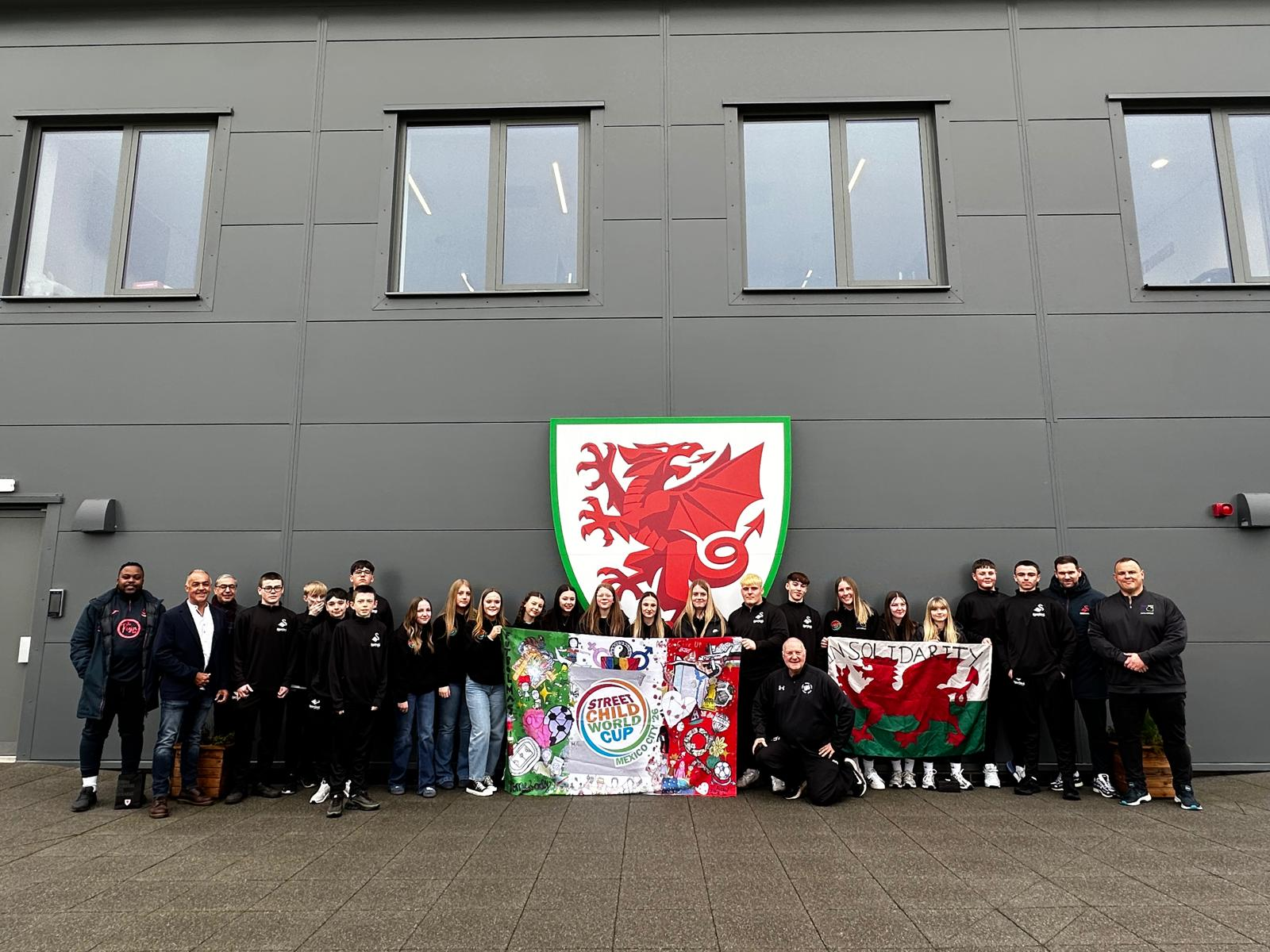 Team Wales girls' and boys' squads at the Football Association of Wales